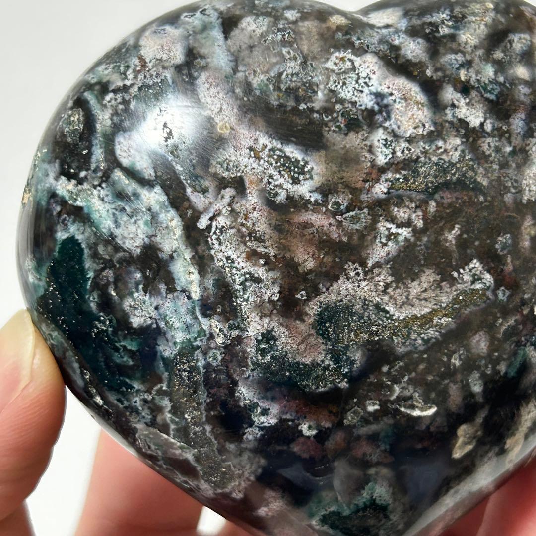 オーシャンジャスパー　BIG　ハート　カラフル　マダガスカル産　396g