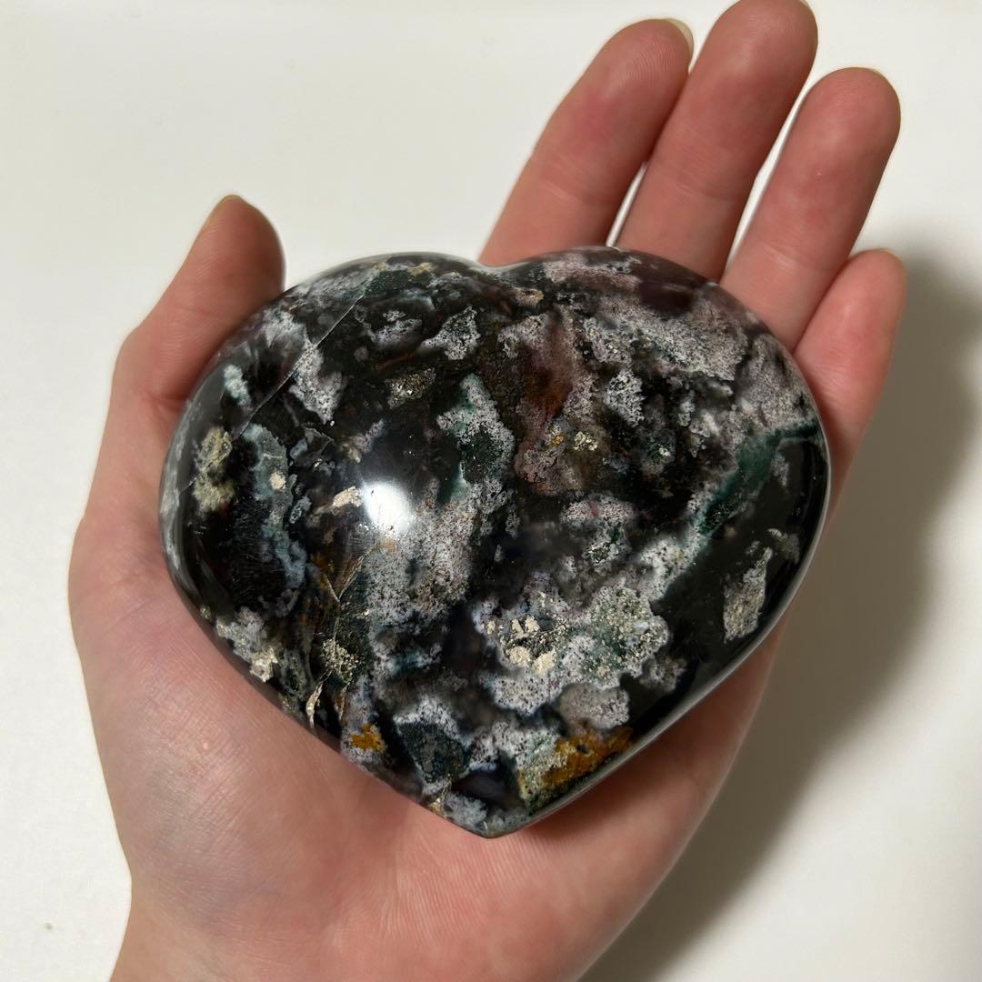 オーシャンジャスパー　BIG　ハート　カラフル　マダガスカル産　396g