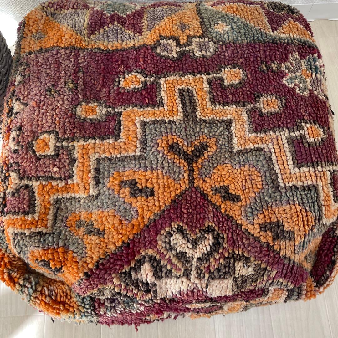 モロッコプフ　プフ　オットマン　クッション　ビンテージ　プシャドラグ　ベルベル