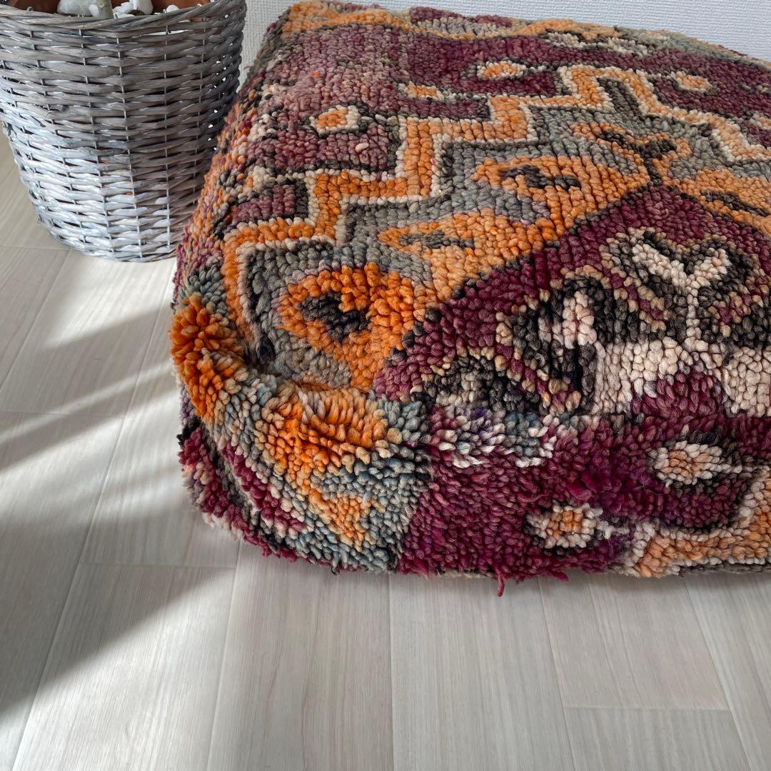 モロッコプフ　プフ　オットマン　クッション　ビンテージ　プシャドラグ　ベルベル