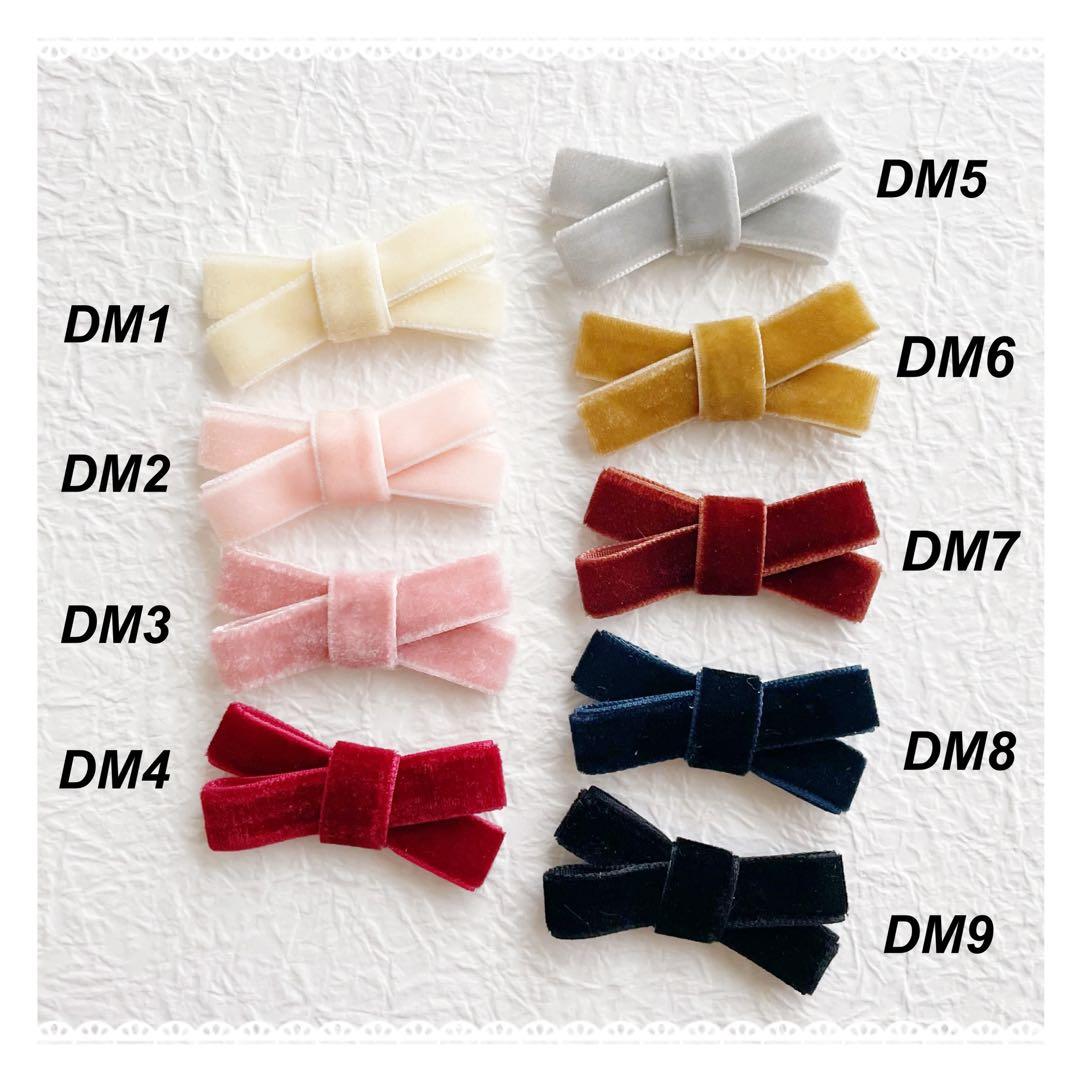 ベルベットダブルリボン ベビーヘアクリップ ヘアピン ヘアゴム ヘアアクセサリー