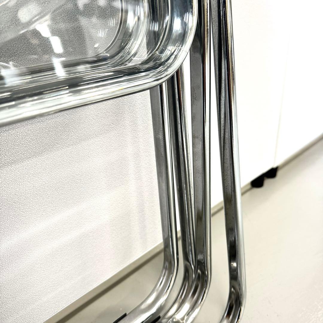 【美品】クリアチェア パイプ椅子　韓国インテリア　透明椅子 折り畳み可能