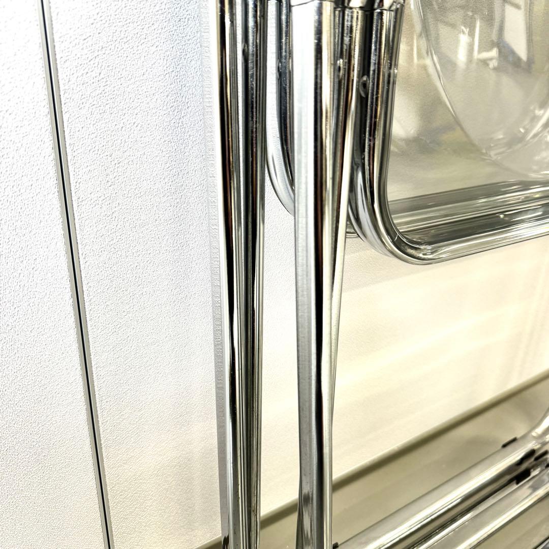 【美品】クリアチェア パイプ椅子　韓国インテリア　透明椅子 折り畳み可能