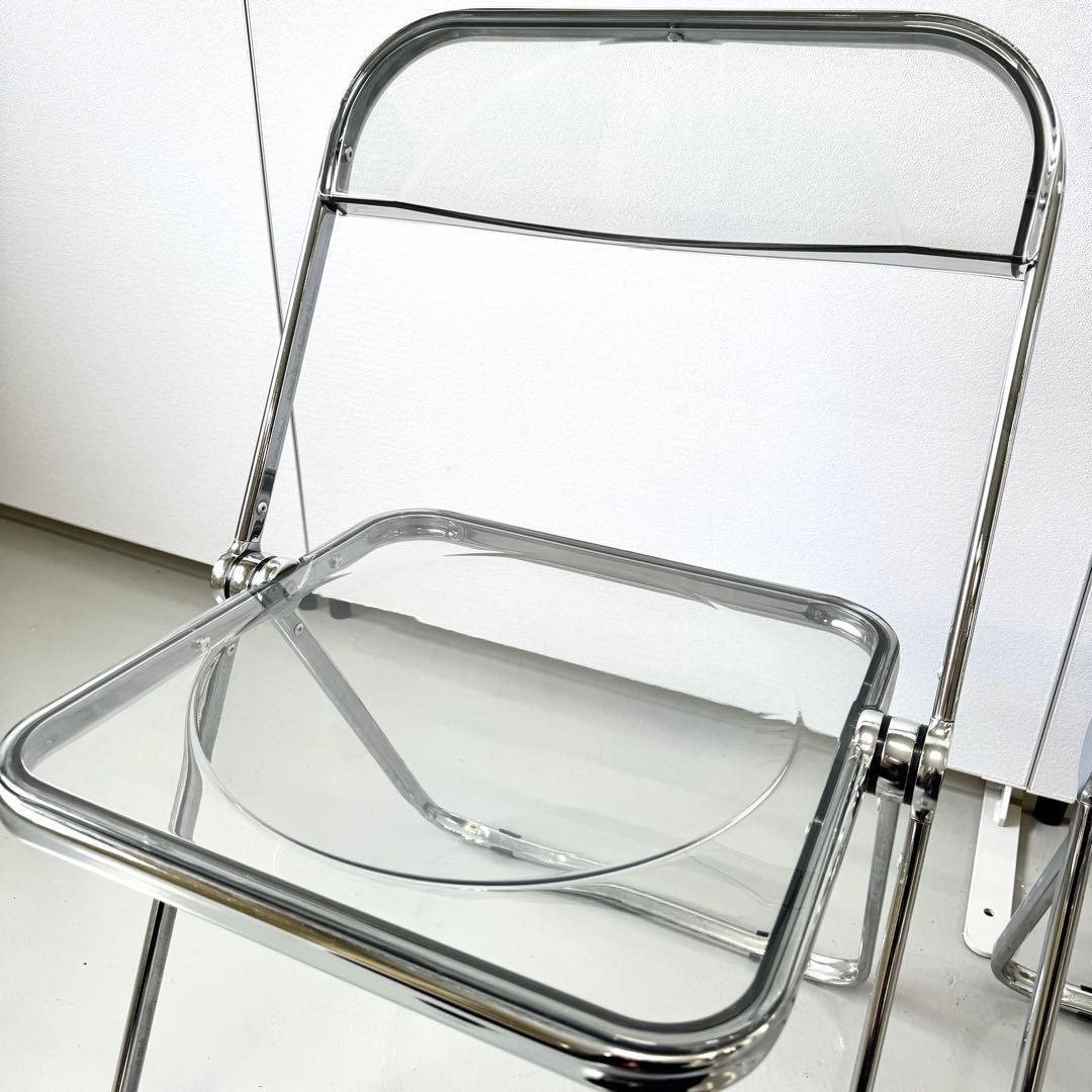 【美品】クリアチェア パイプ椅子　韓国インテリア　透明椅子 折り畳み可能