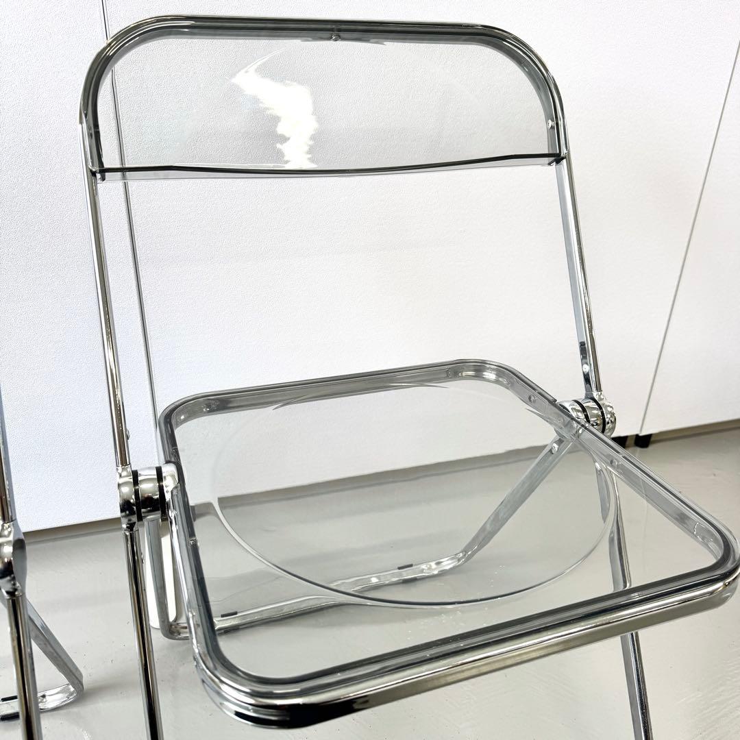【美品】クリアチェア パイプ椅子　韓国インテリア　透明椅子 折り畳み可能