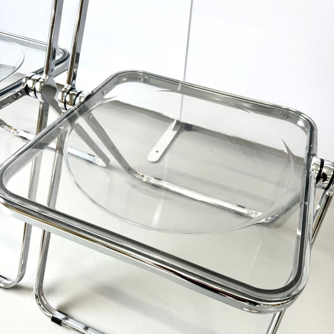 【美品】クリアチェア パイプ椅子　韓国インテリア　透明椅子 折り畳み可能