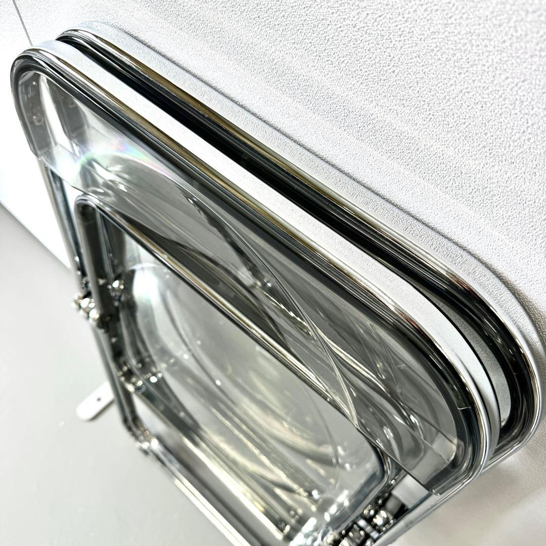 【美品】クリアチェア パイプ椅子　韓国インテリア　透明椅子 折り畳み可能