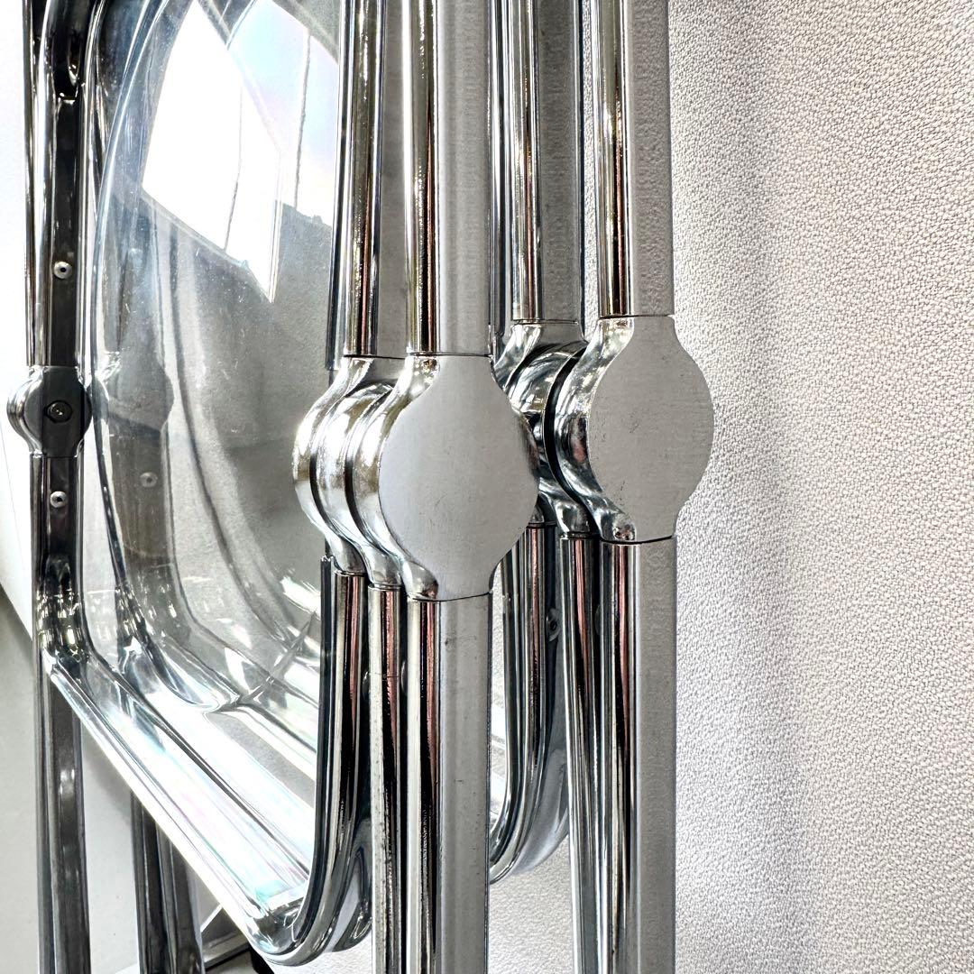 【美品】クリアチェア パイプ椅子　韓国インテリア　透明椅子 折り畳み可能