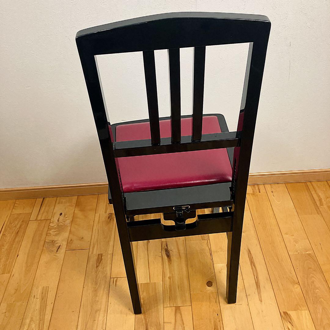 極美品　エンジ座面 背もたれ付 木製 ピアノ椅子 トムソン椅子　即日発送