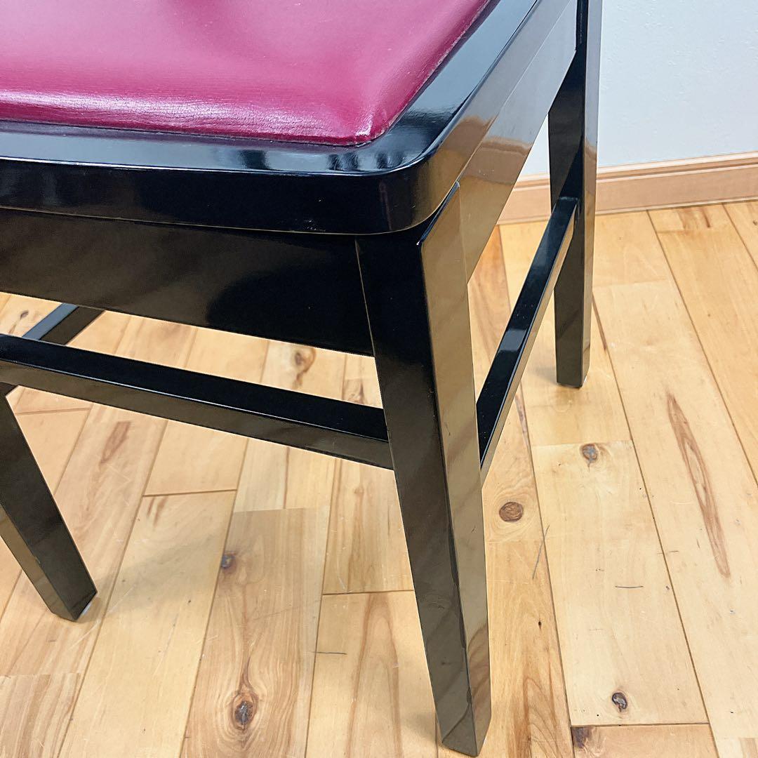 極美品　エンジ座面 背もたれ付 木製 ピアノ椅子 トムソン椅子　即日発送