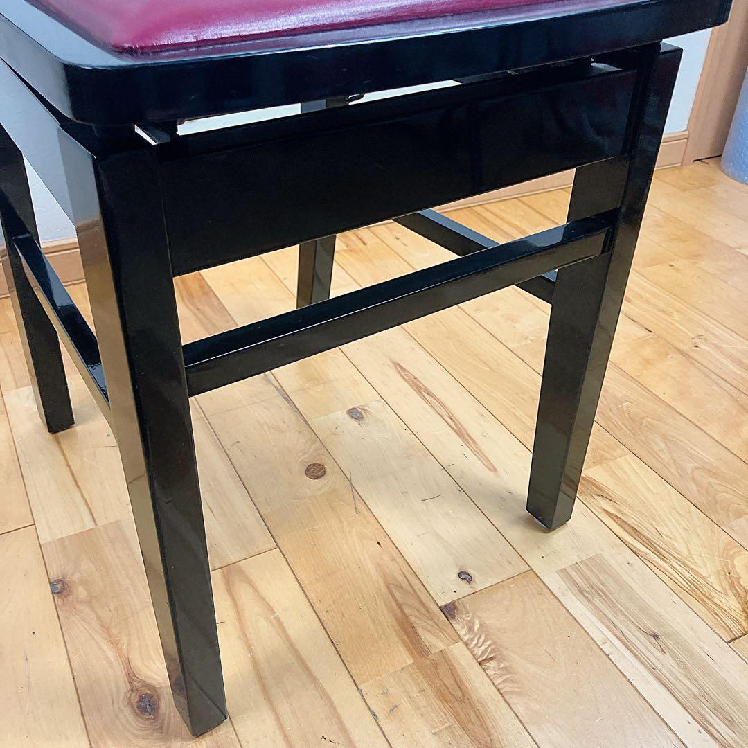 極美品　エンジ座面 背もたれ付 木製 ピアノ椅子 トムソン椅子　即日発送