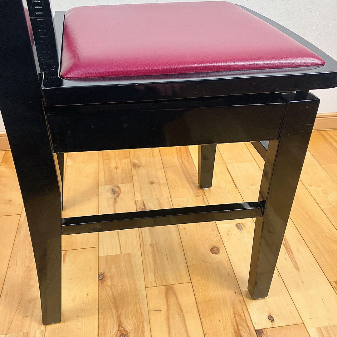 極美品　エンジ座面 背もたれ付 木製 ピアノ椅子 トムソン椅子　即日発送