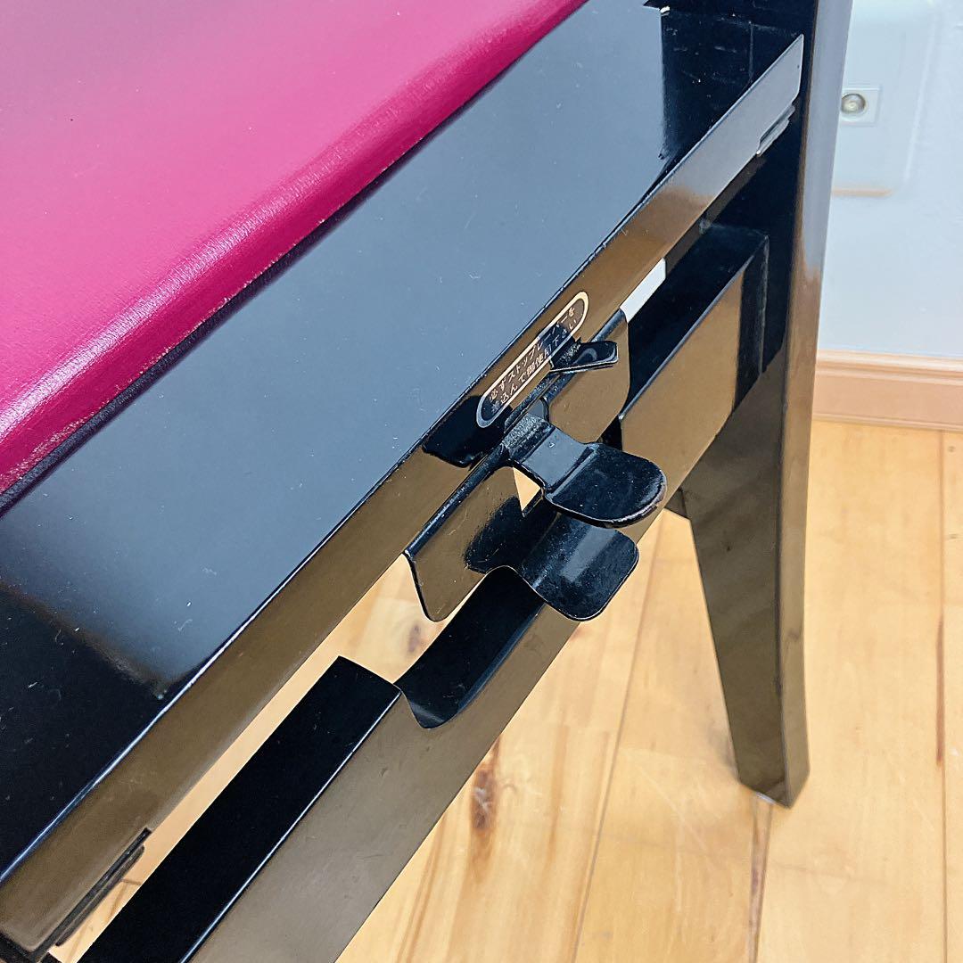 極美品　エンジ座面 背もたれ付 木製 ピアノ椅子 トムソン椅子　即日発送