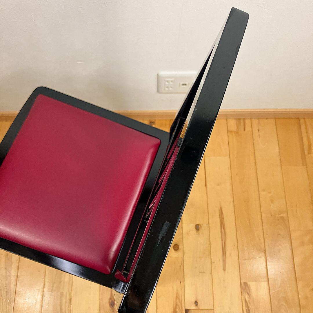 極美品　エンジ座面 背もたれ付 木製 ピアノ椅子 トムソン椅子　即日発送