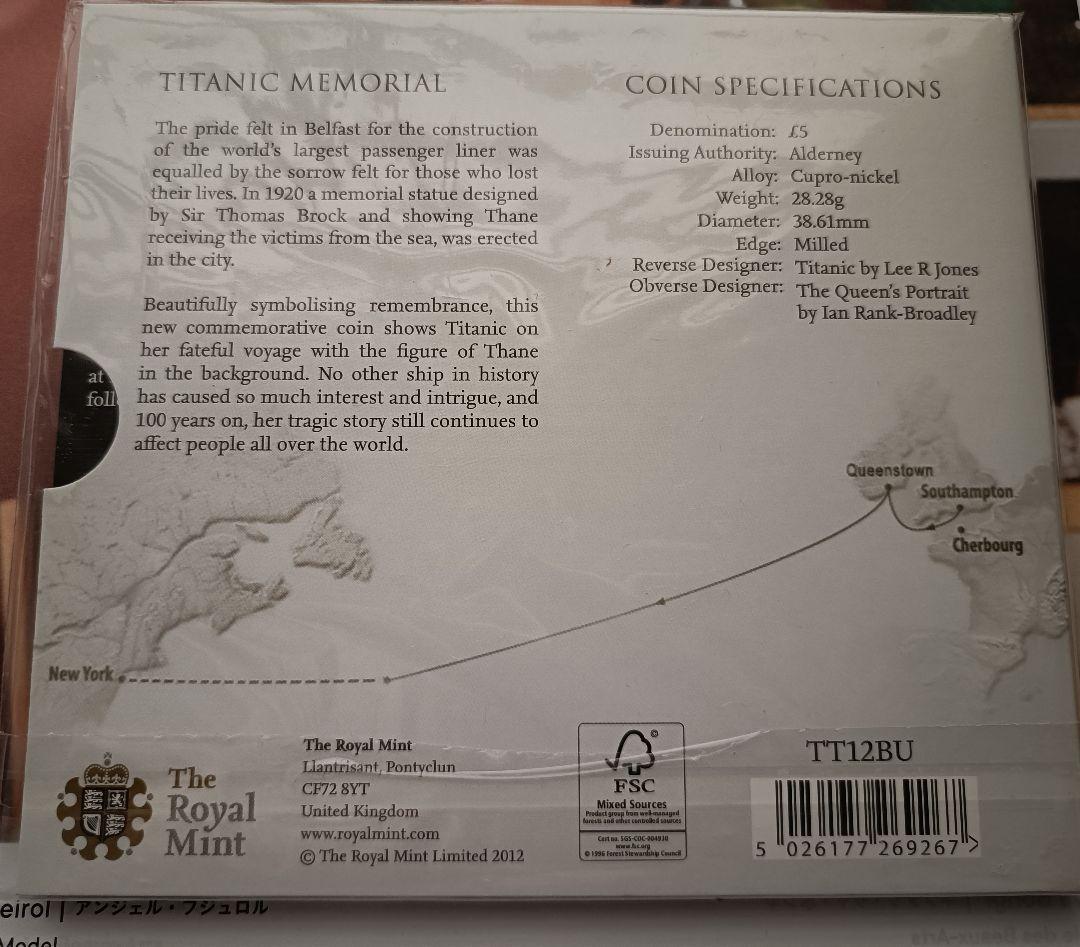 イギリス Titanic 2012 Alderney CentenaryCoin