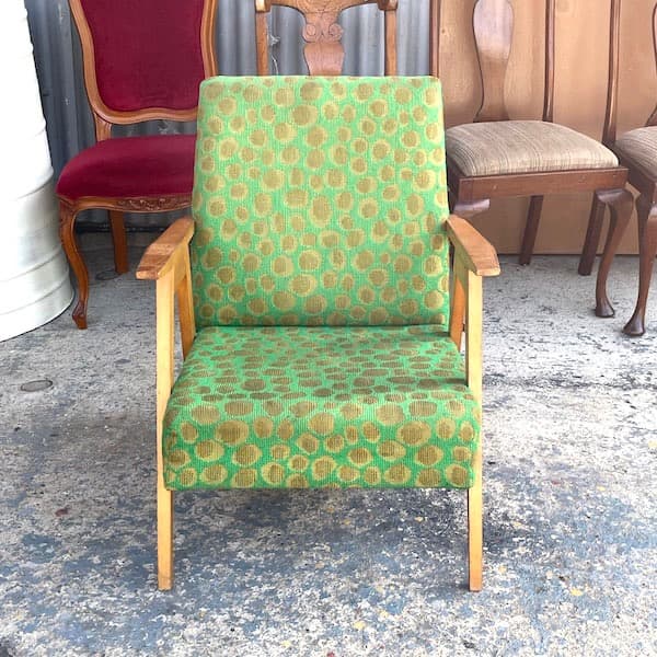 ビンテージ　アームチェア　イージーソファ　カフェチェア　1Pソファ　ファブリック