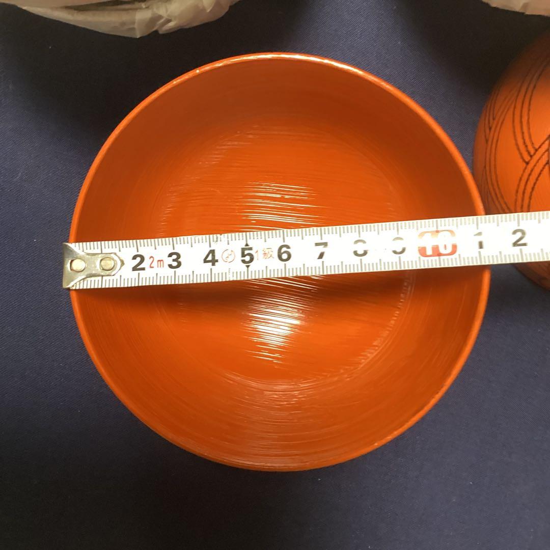 しろ　木製洗朱波千鳥椀5客　　新品未使用