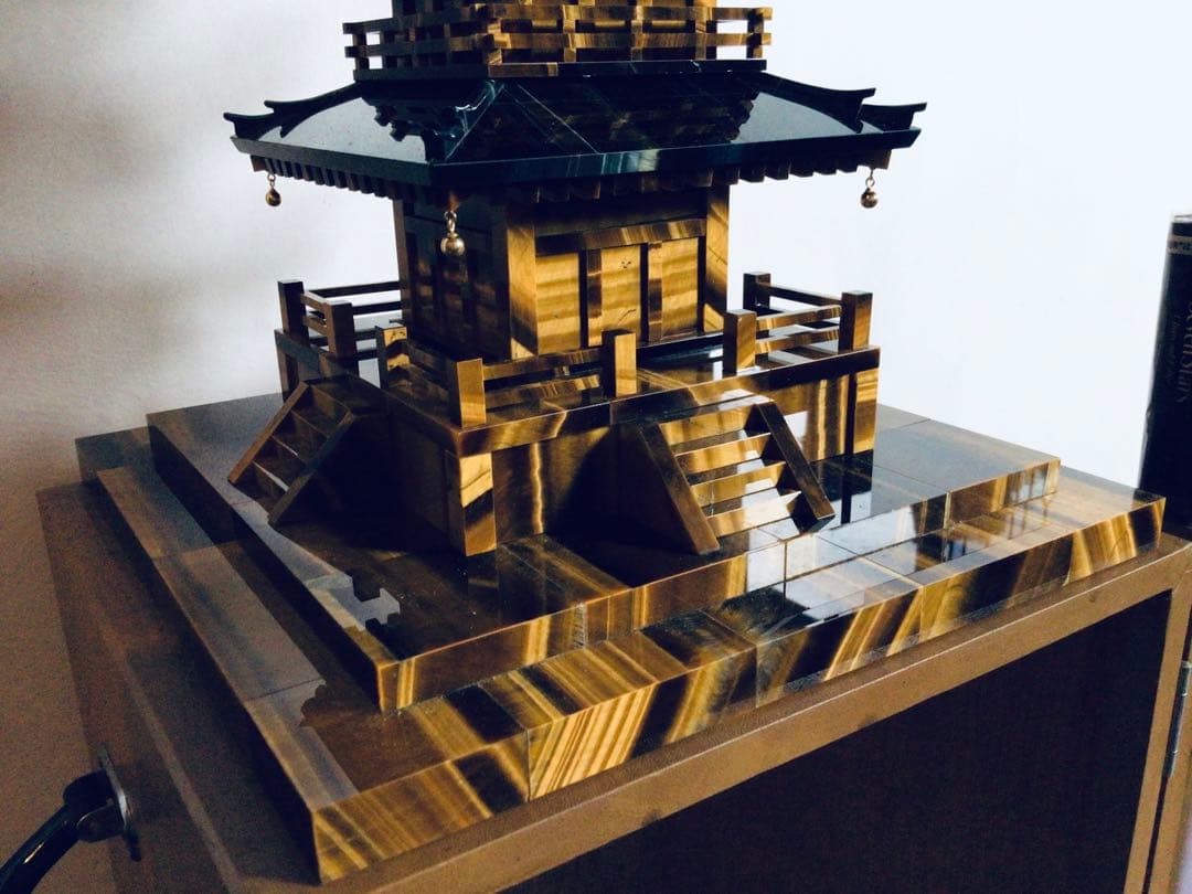 ◉伝統工芸士 小澤朗雲◉甲州水晶貴石細工・五重塔・虎目石・純金K18◉300万円