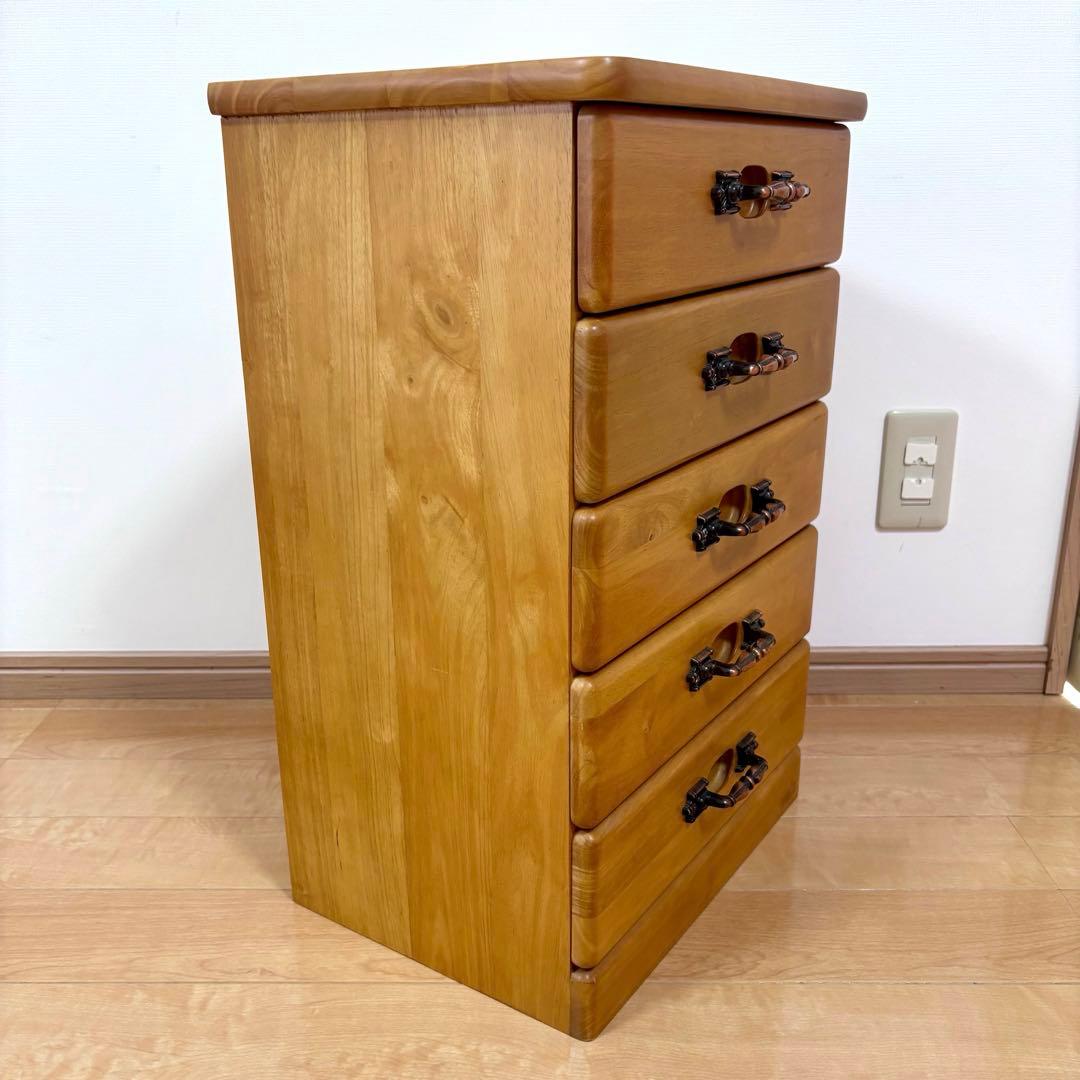 木製チェスト 5段 引き出し収納 小物収納 コンパクト アンティーク調 タンス