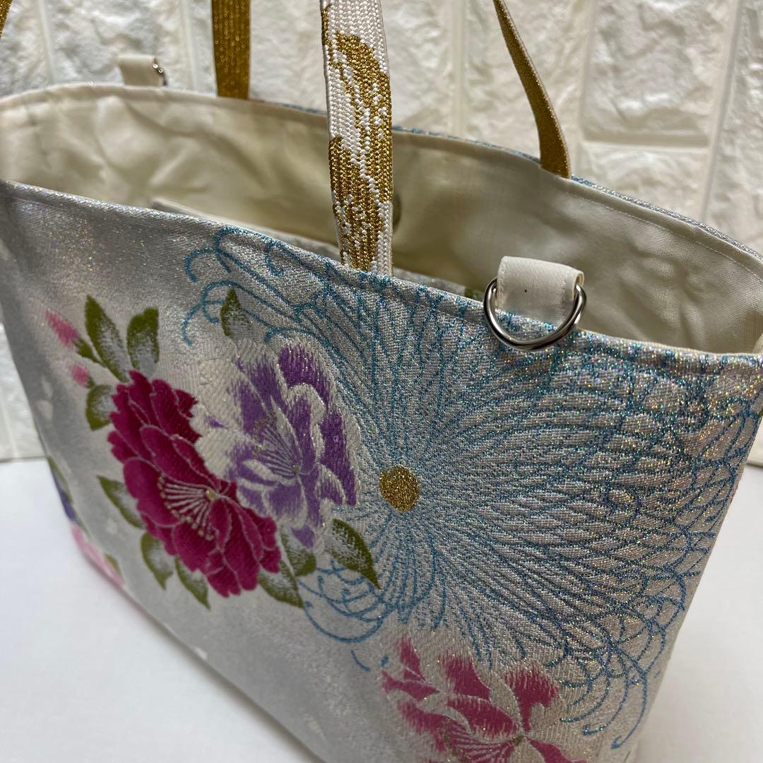 ❷帯リメイクバッグ高級 正絹袋帯︎︎✦︎乱菊︎︎✦︎花✿大size(Dカン・底板付き)