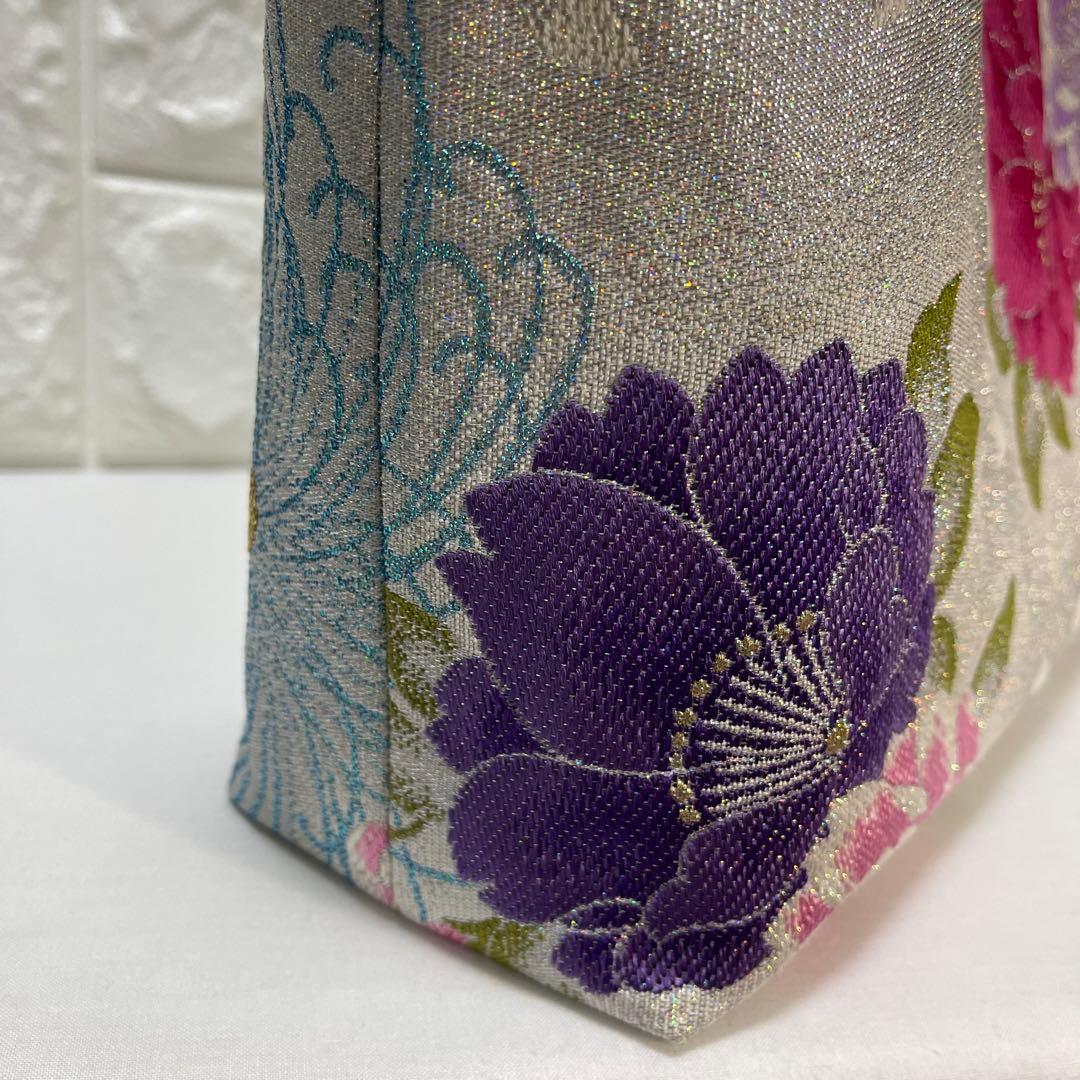 ❷帯リメイクバッグ高級 正絹袋帯︎︎✦︎乱菊︎︎✦︎花✿大size(Dカン・底板付き)