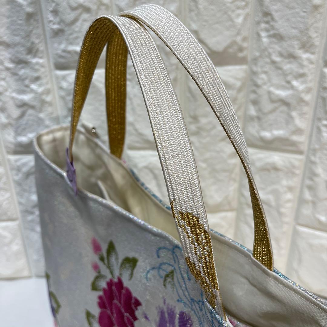 ❷帯リメイクバッグ高級 正絹袋帯︎︎✦︎乱菊︎︎✦︎花✿大size(Dカン・底板付き)