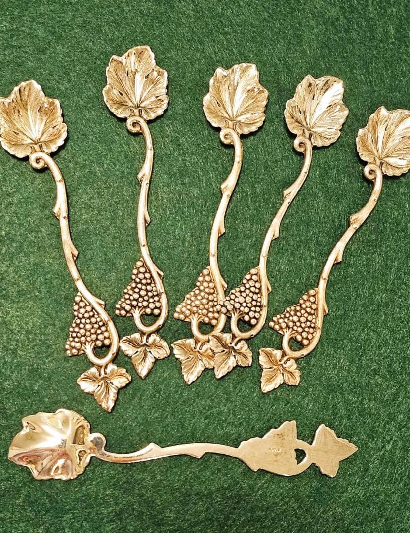 【新品未使用】葡萄モチーフ　銀メッキ　スプーン 6本セット