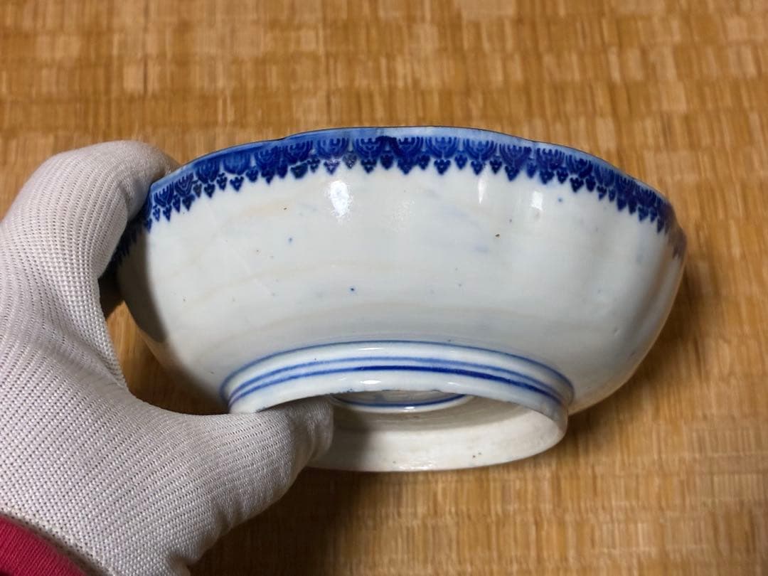 古伊万里 染付 印判 色絵 蓋物 九客 膾皿 十枚 印あり 時代物 まとめて揃い