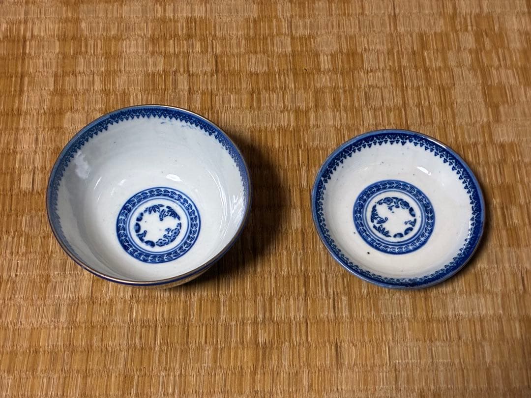 古伊万里 染付 印判 色絵 蓋物 九客 膾皿 十枚 印あり 時代物 まとめて揃い