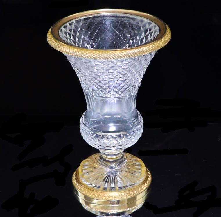 オールド・バカラ 1890年 ディアマン・ビゾー ブロンズ装飾 花瓶 メディチ