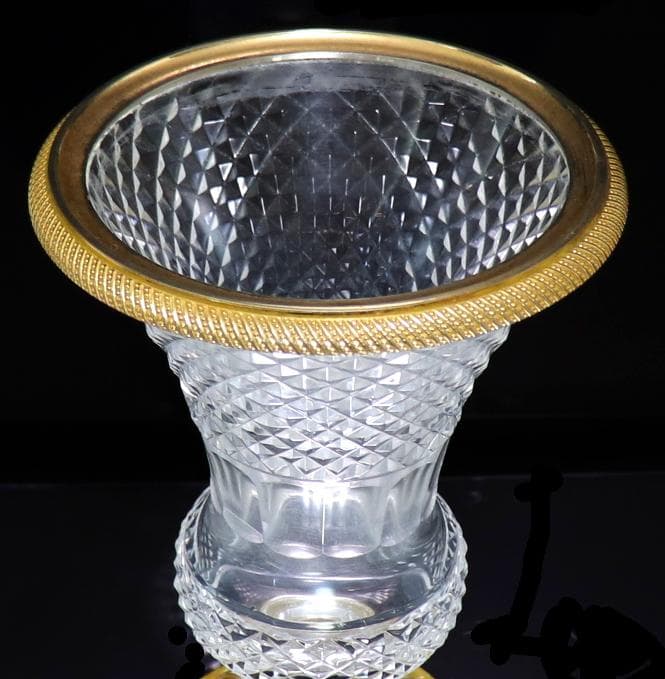 オールド・バカラ 1890年 ディアマン・ビゾー ブロンズ装飾 花瓶 メディチ