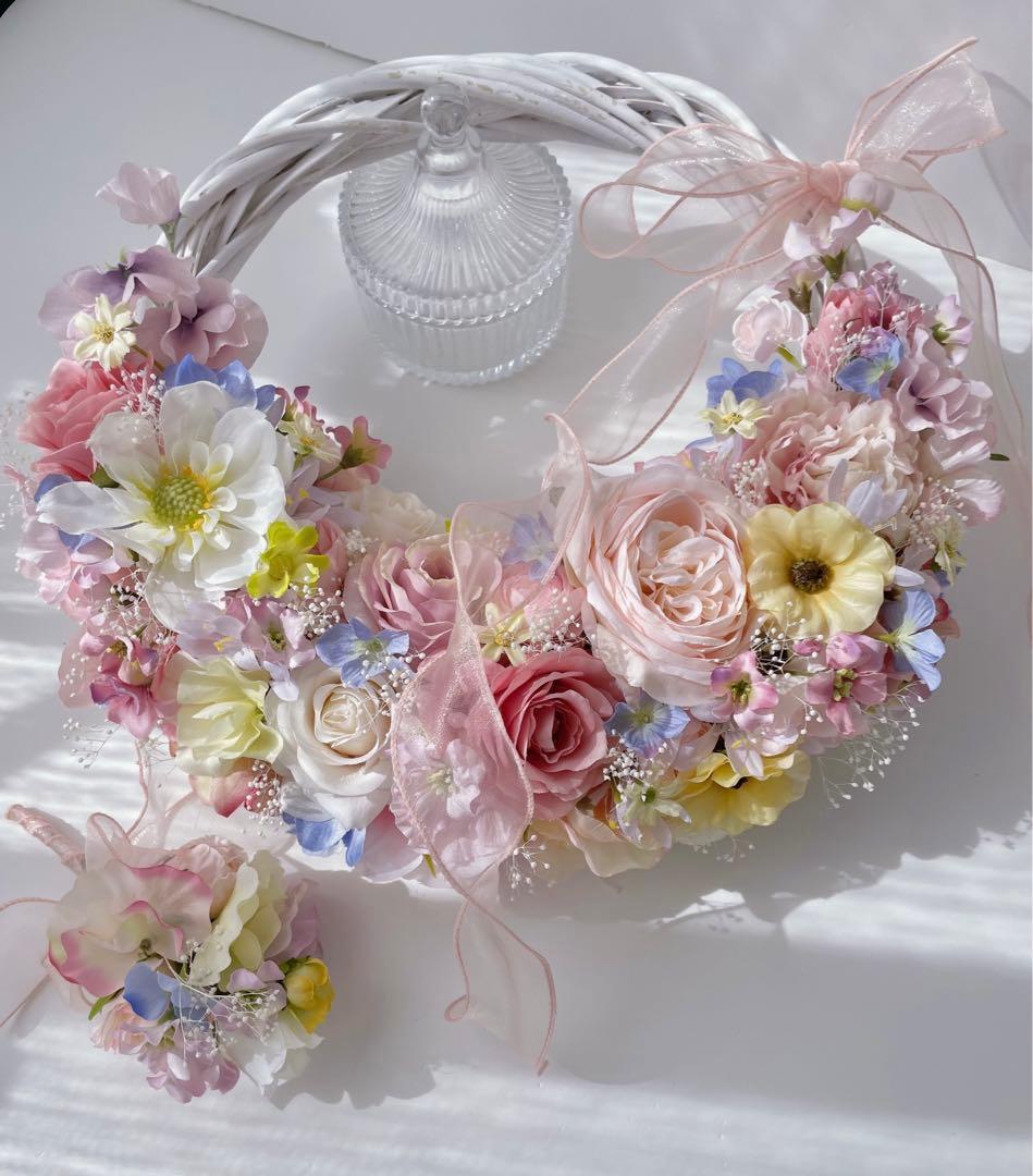 ラプンツェルカラー♡リースブーケ♡ブートニア付き