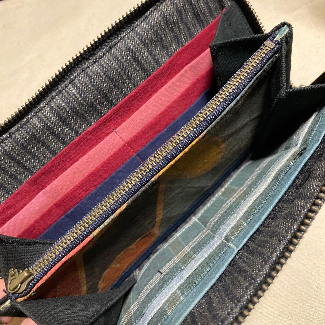 ◆手作り【長財布】刺子消防半纏　古布
