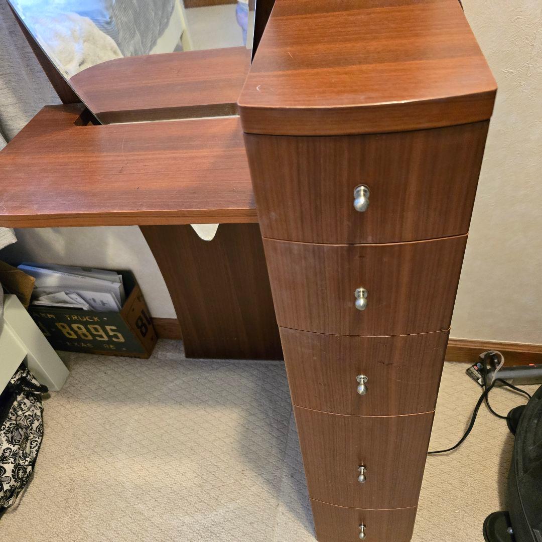 化粧台 サーフボード型 ライト付 収納 ミラー 全身鏡 寝室 メイ ドレッサー