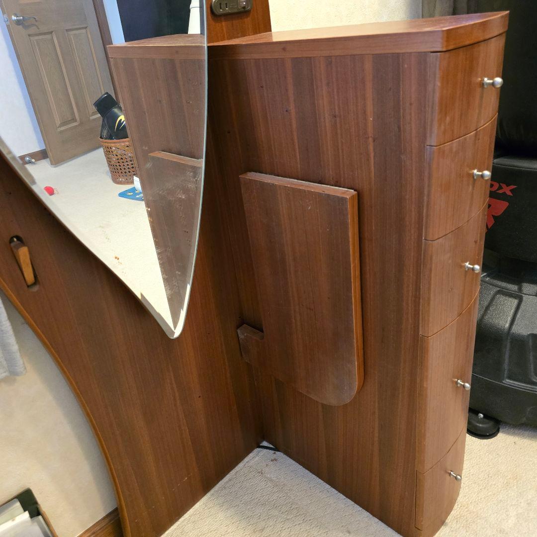 化粧台 サーフボード型 ライト付 収納 ミラー 全身鏡 寝室 メイ ドレッサー