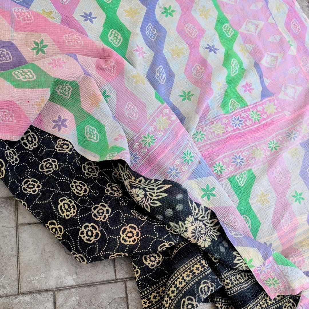 椿カメリア柄　ソファカバー 刺子 ヴィンテージカンタキルト　ラリーキルト　828