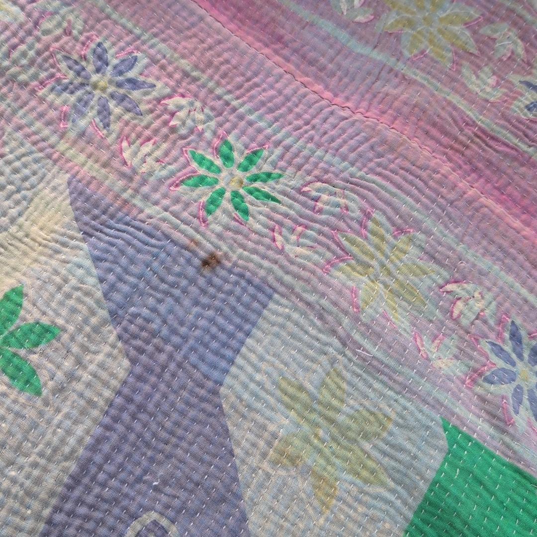 椿カメリア柄　ソファカバー 刺子 ヴィンテージカンタキルト　ラリーキルト　828