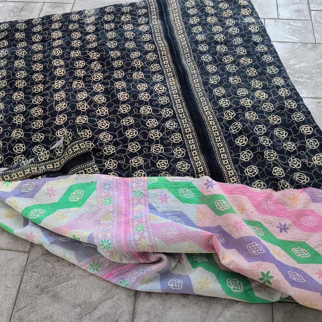 椿カメリア柄　ソファカバー 刺子 ヴィンテージカンタキルト　ラリーキルト　828