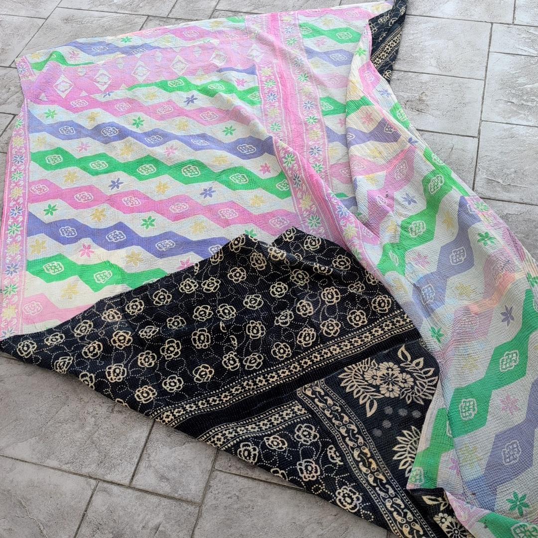 椿カメリア柄　ソファカバー 刺子 ヴィンテージカンタキルト　ラリーキルト　828