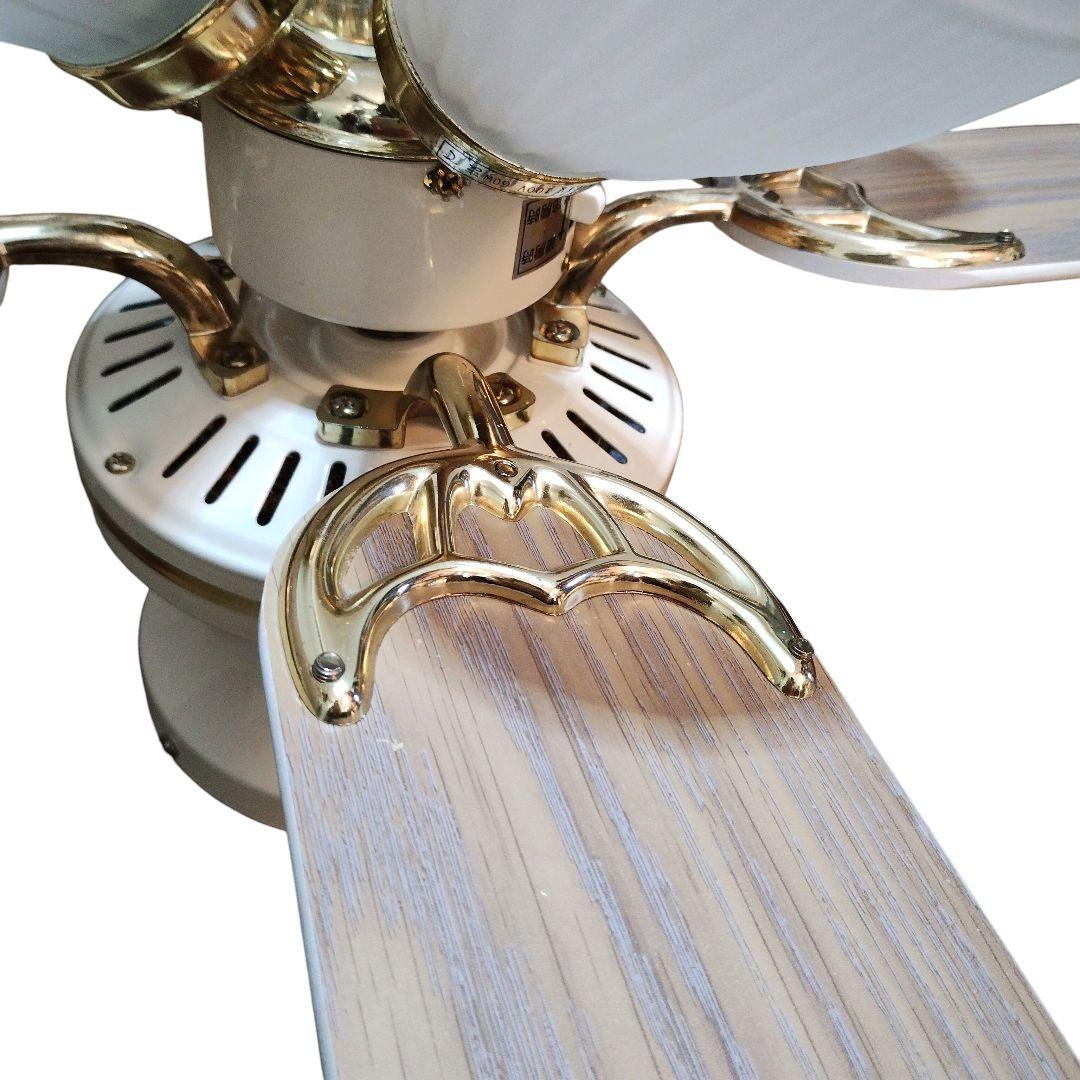 シーリングファンライト 4灯 引掛シーリング式 木目調 羽根付き照明