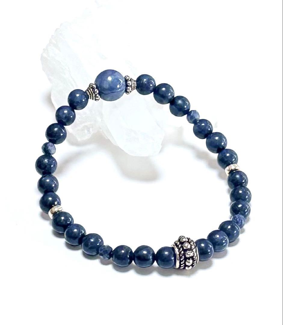 ⭐️天然石 ブルーサファイア SV925ロンデル ブレスレット