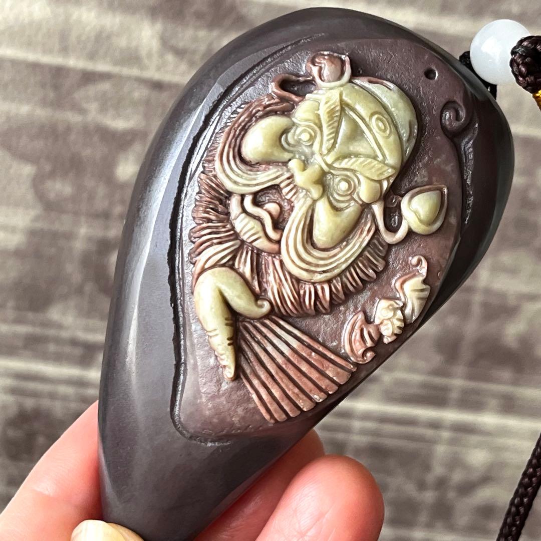 レア 天然石 パープル ローブジェイド 硬玉 ジェダイト 彫刻 魔除け 希少品