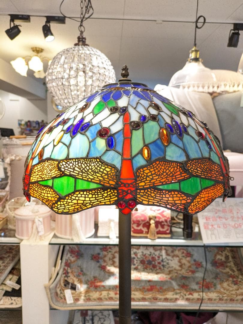 50% ティファニーランプ ステンドグラス フロアライト フロアスタンド トンボ