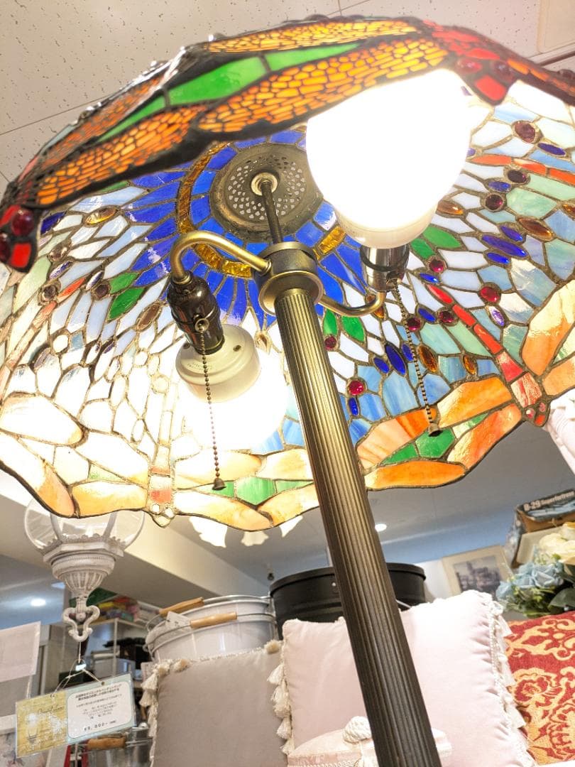 50% ティファニーランプ ステンドグラス フロアライト フロアスタンド トンボ