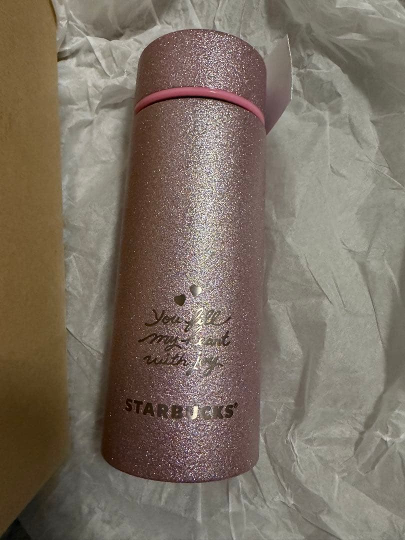 【新品未使用】STARBUCKS バレンタイン　グリッター水筒 ピンク　スタバ