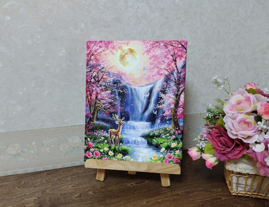 【神秘なる水辺】アクリル画 F3 風景画 絵画