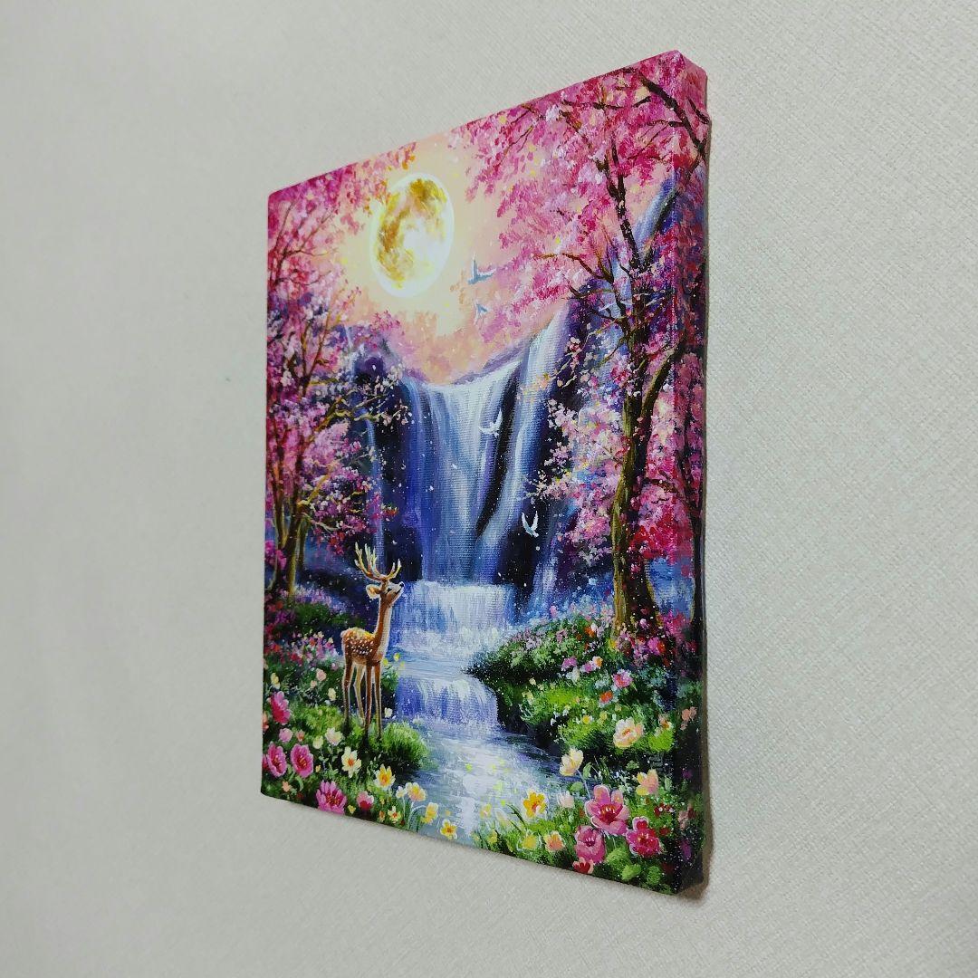 【神秘なる水辺】アクリル画 F3 風景画 絵画