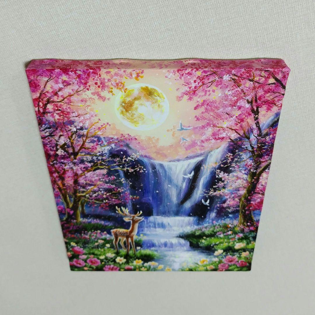 【神秘なる水辺】アクリル画 F3 風景画 絵画