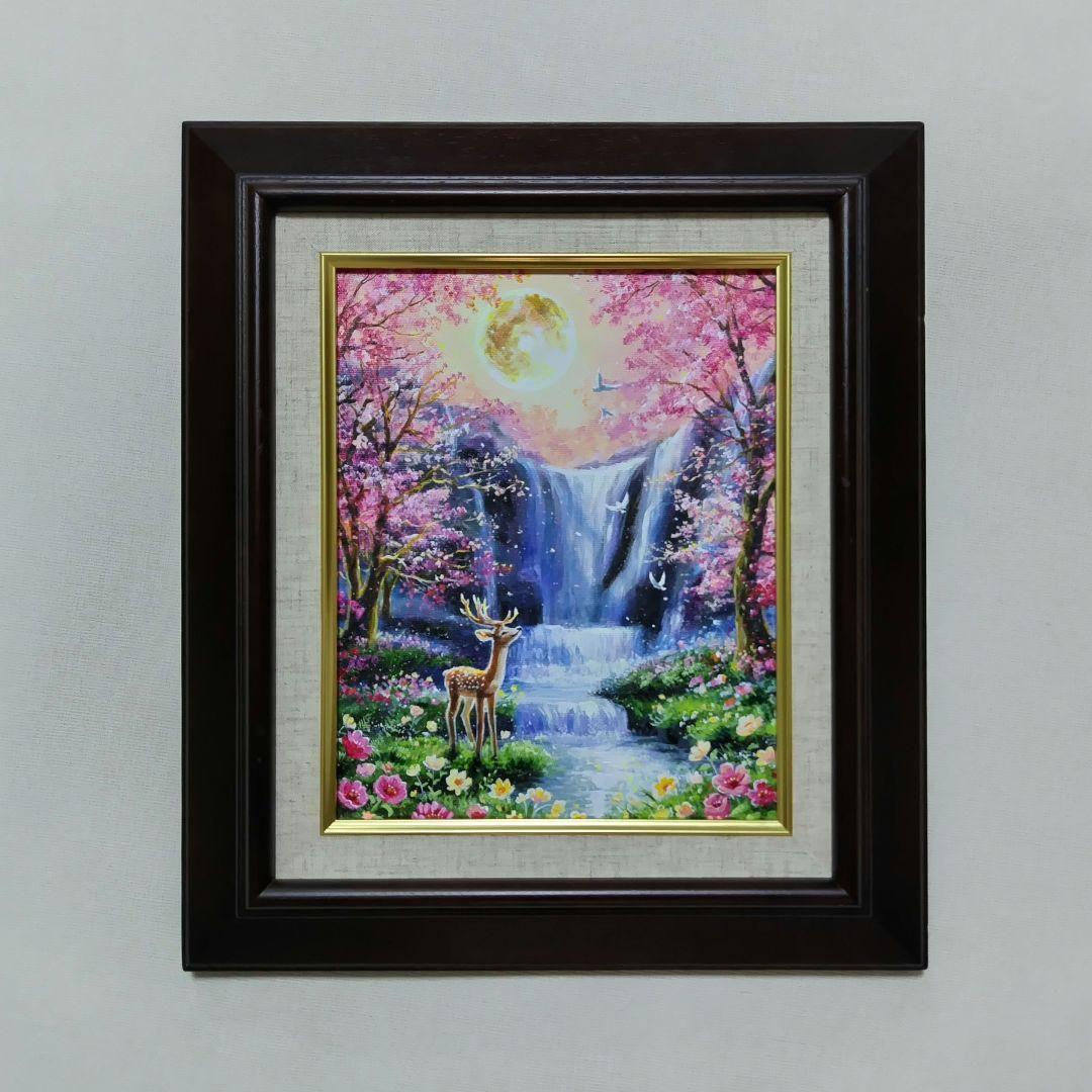 【神秘なる水辺】アクリル画 F3 風景画 絵画