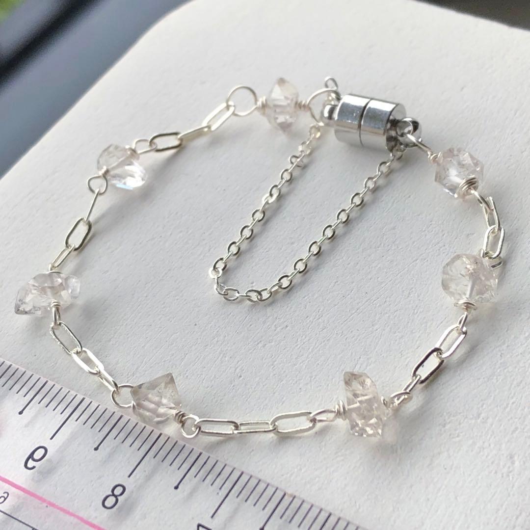 天然石☆大粒ニューヨーク産ハーキマーダイヤモンドの7連ロングピアスSilverF